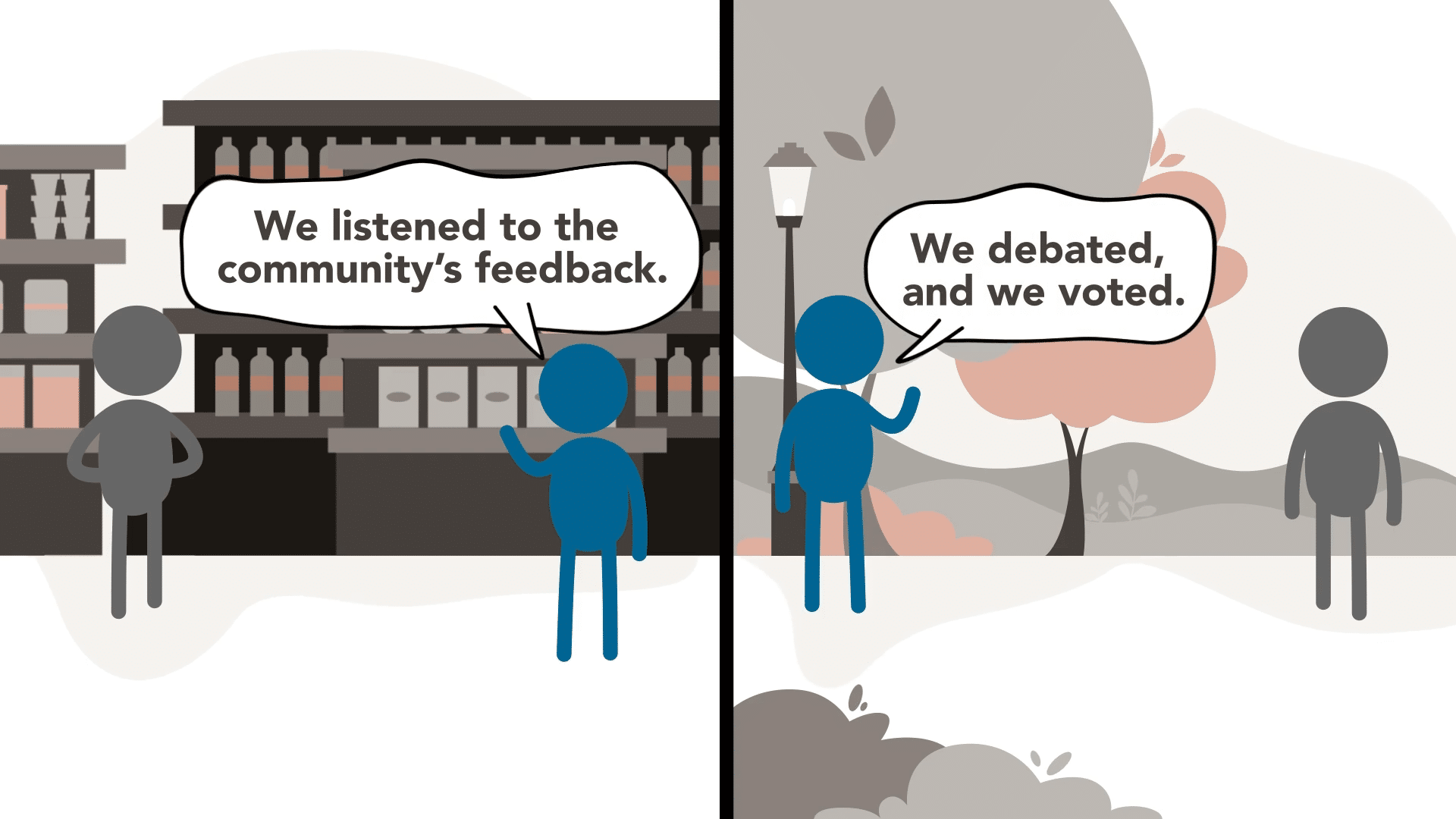 Animated Videos- thumbnail of cartoon characters talking to eachother